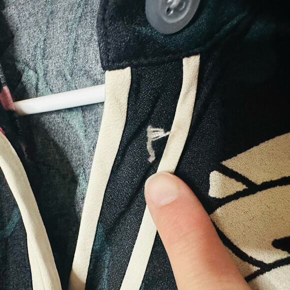 KATE SPADE Deco Bloom Crepe Button Front Long Sleeves Collared Mini Dress size 4 - Picture 8 of 11